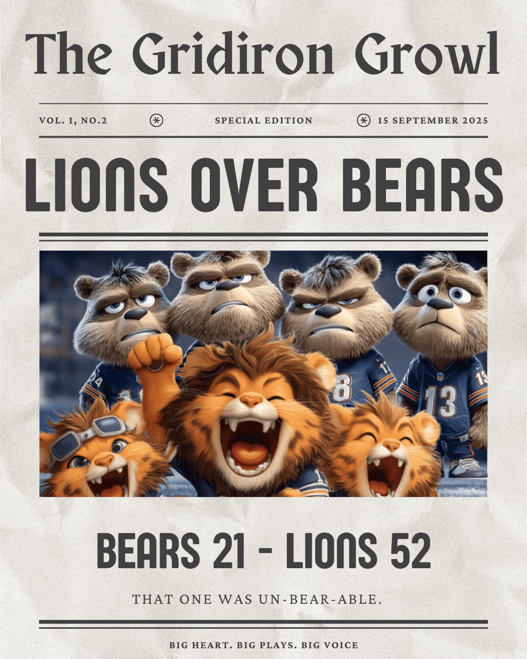 Bears Week Two Sadness image