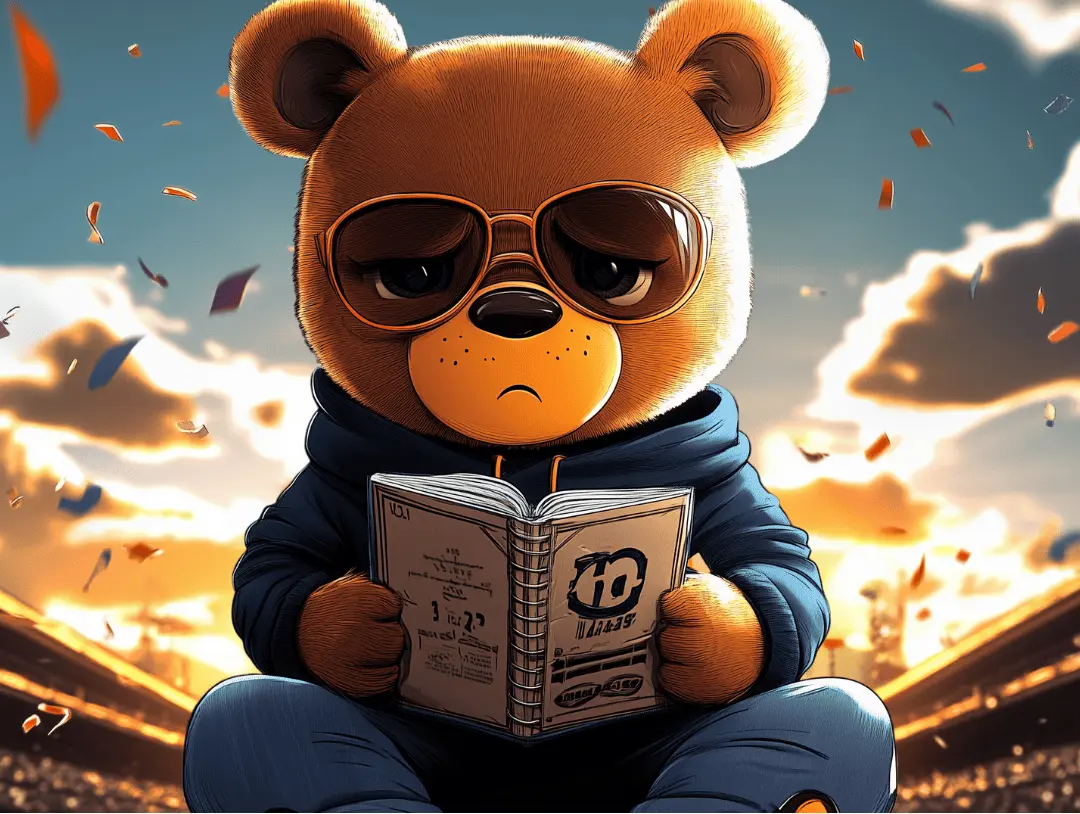 Worried bear confused by playbook
